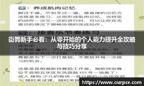街舞新手必看：从零开始的个人能力提升全攻略与技巧分享